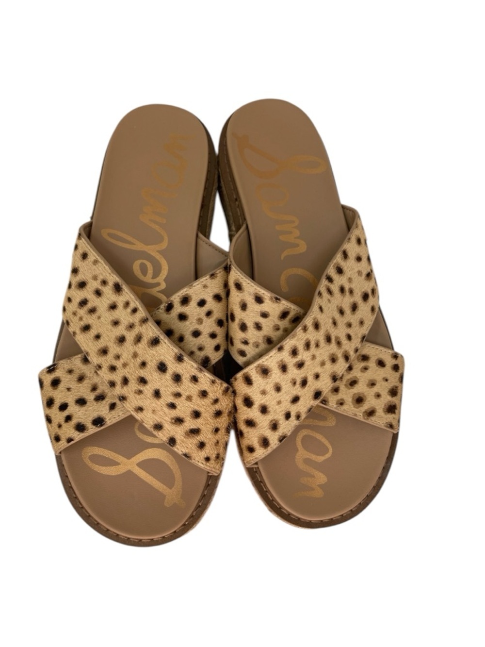 Sam Edelman Leopard Print Karina Slide Sandals Tan Black Platform Size 9.5